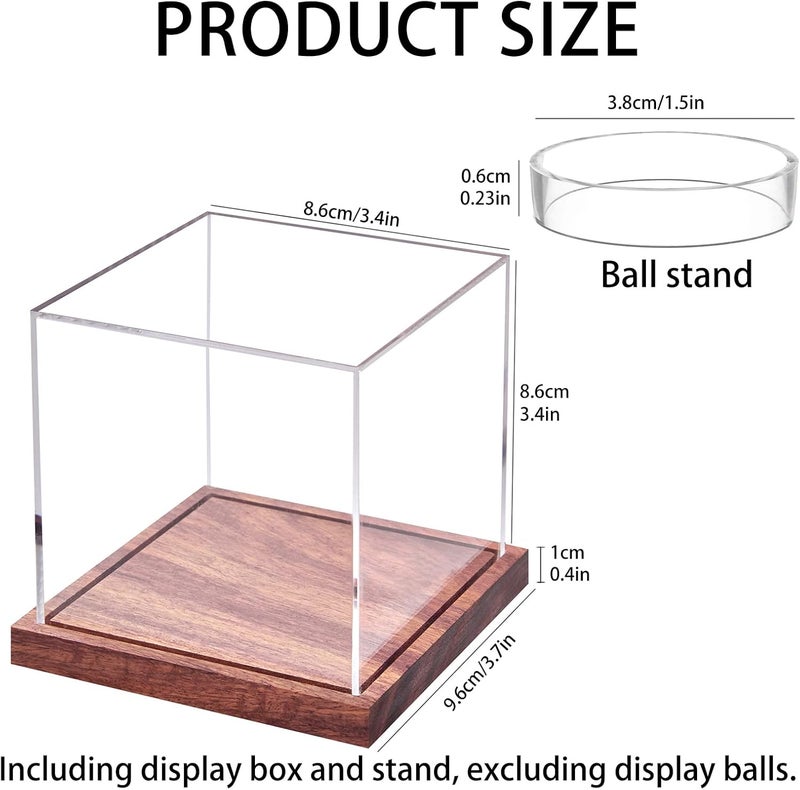 LiTY 2 Pack Baseball Display Case, No Assembly Required Clear Cube Tennis Ball Holder with Solid Wooden Base, Autograph Baseball Stand Box for Single Ball - Image 2